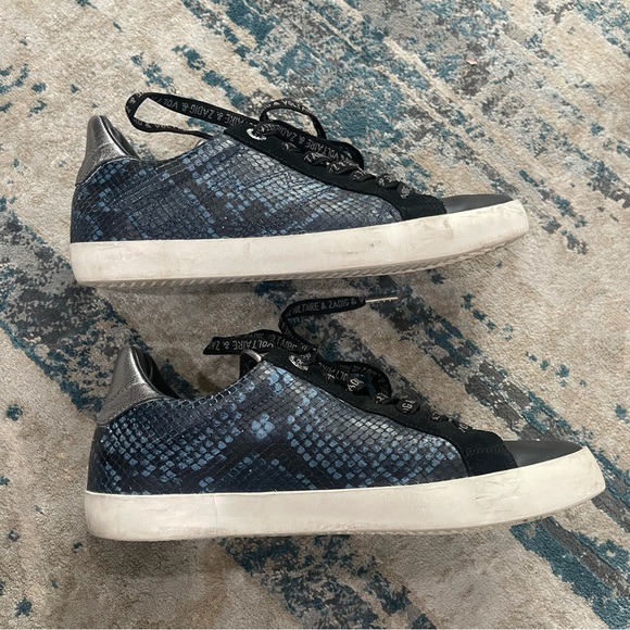 New Zadig and Voltaire, wild low-top sneaker navy python print - Picture 7 of 8